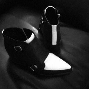 Black and white booties